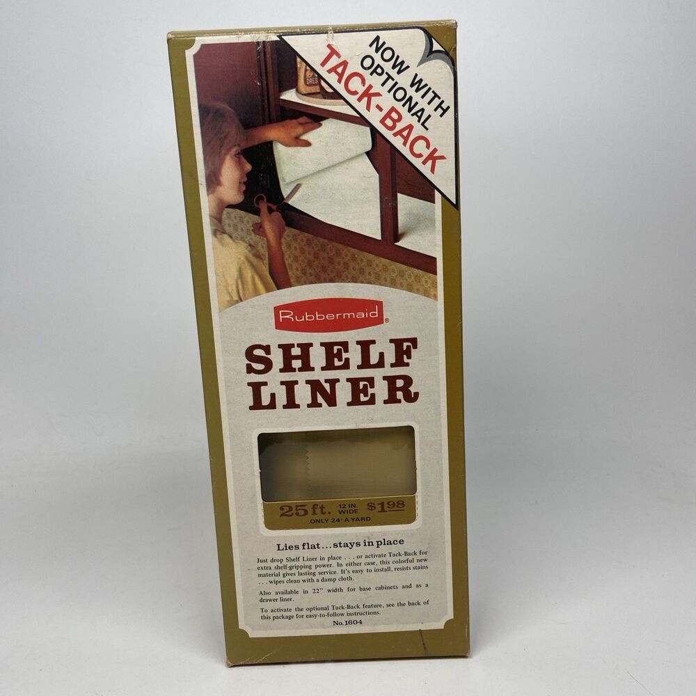 Vintage Rubbermaid Gold Shelf Liner NOS 12” x 25’ Roll w/ Original Box
